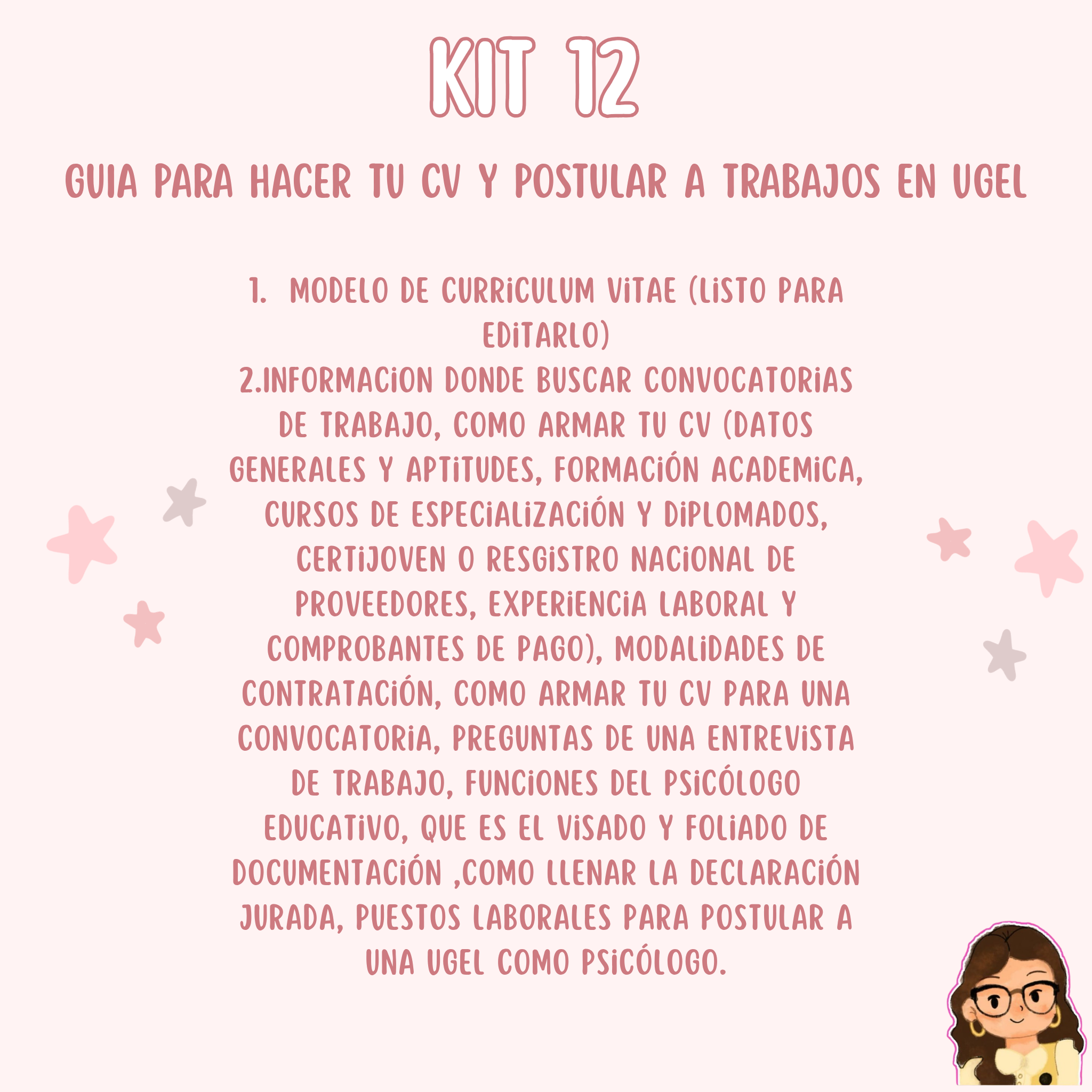 Kit 12 Guia para Hacer tu CV y Postular a Trabajos Psicologicos
