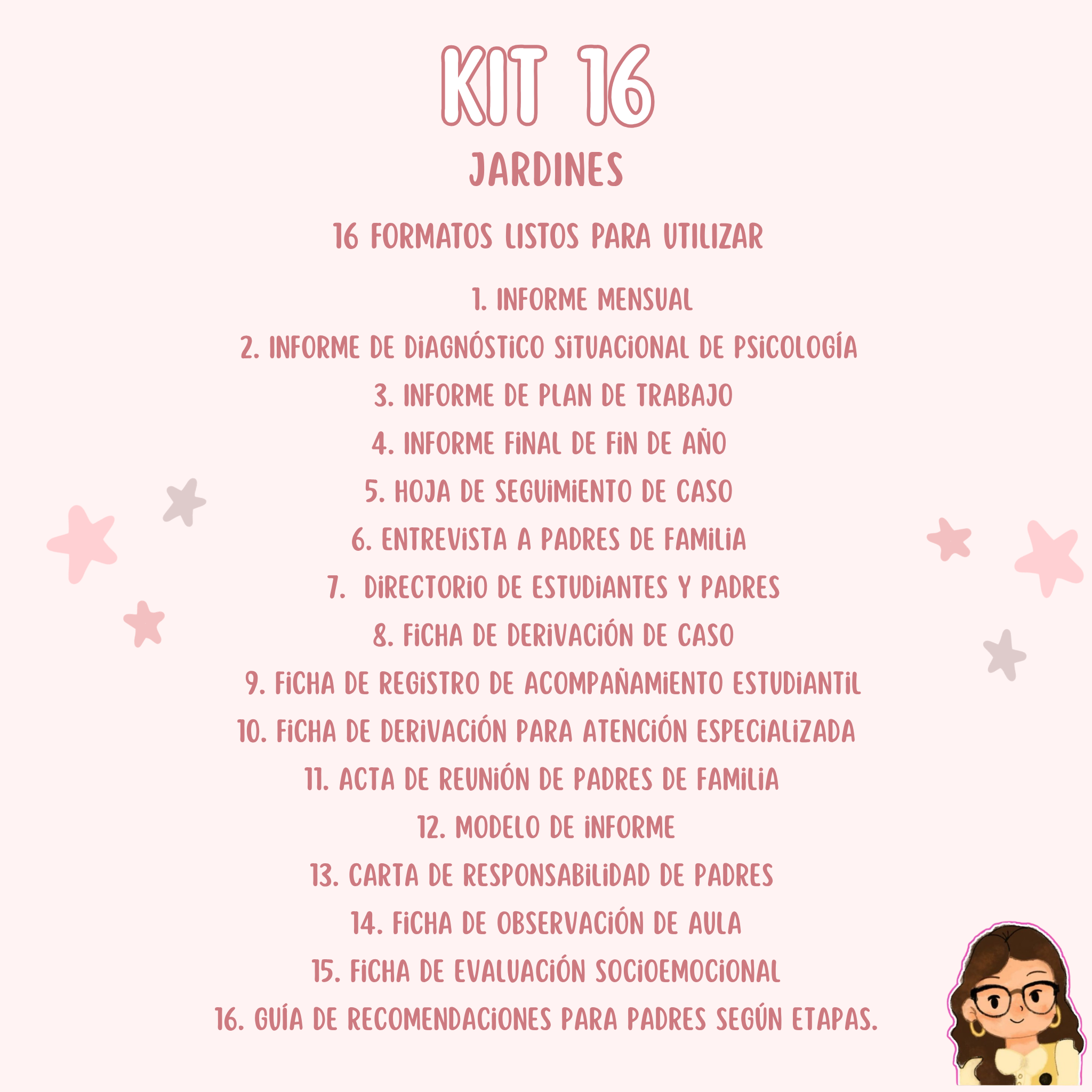 Kit 16 Educativo Jardin - 16 Documentos para Psicologos en Nivel Inicial