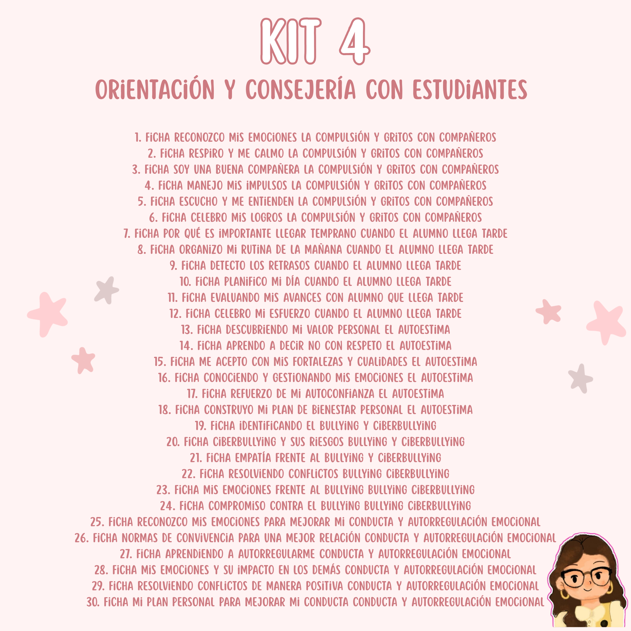 Kit 4 Orientación y consejeria – 30 Fichas Listas para Usar