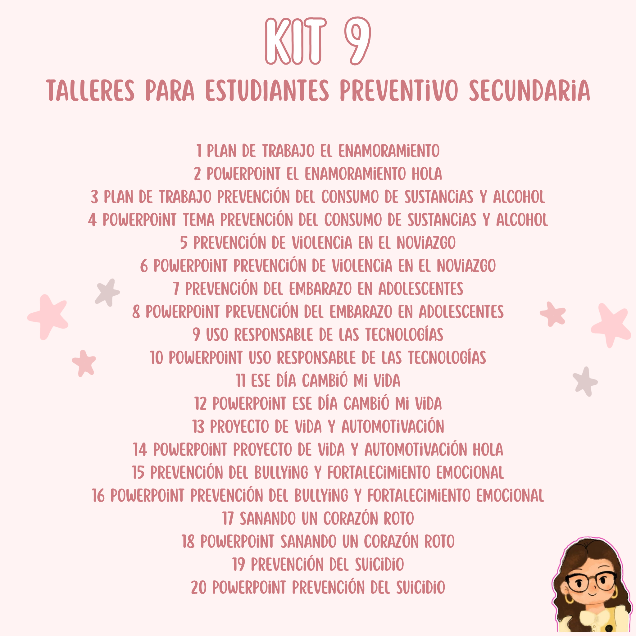 Kit 9 Talleres para Estudiantes - Preventivos Secundaria - 20 Documentos Listos para Usar