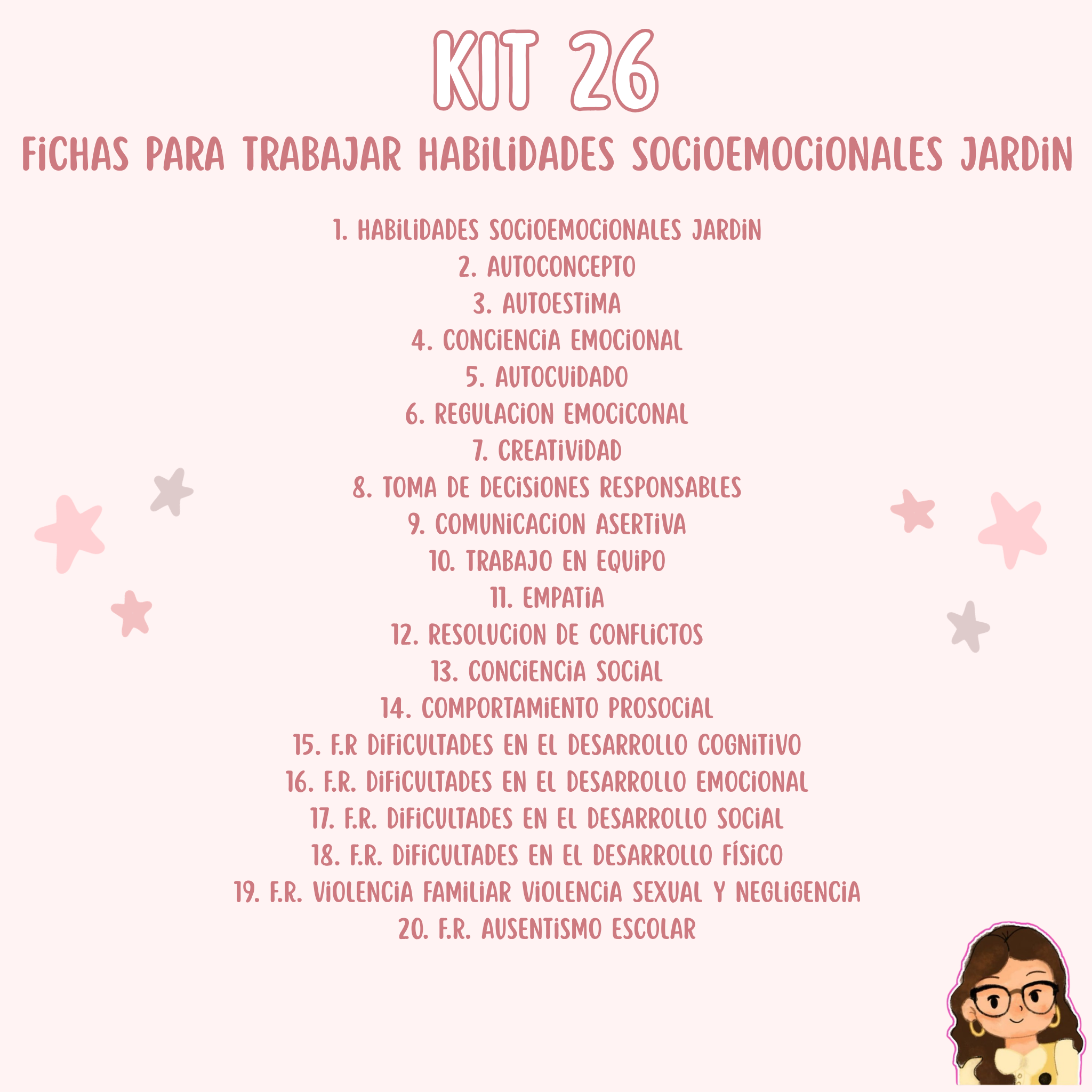 Kit 26 Fichas para Trabajar Habilidades Socioemocionales Jardín - 20 Materiales Listos para Usar