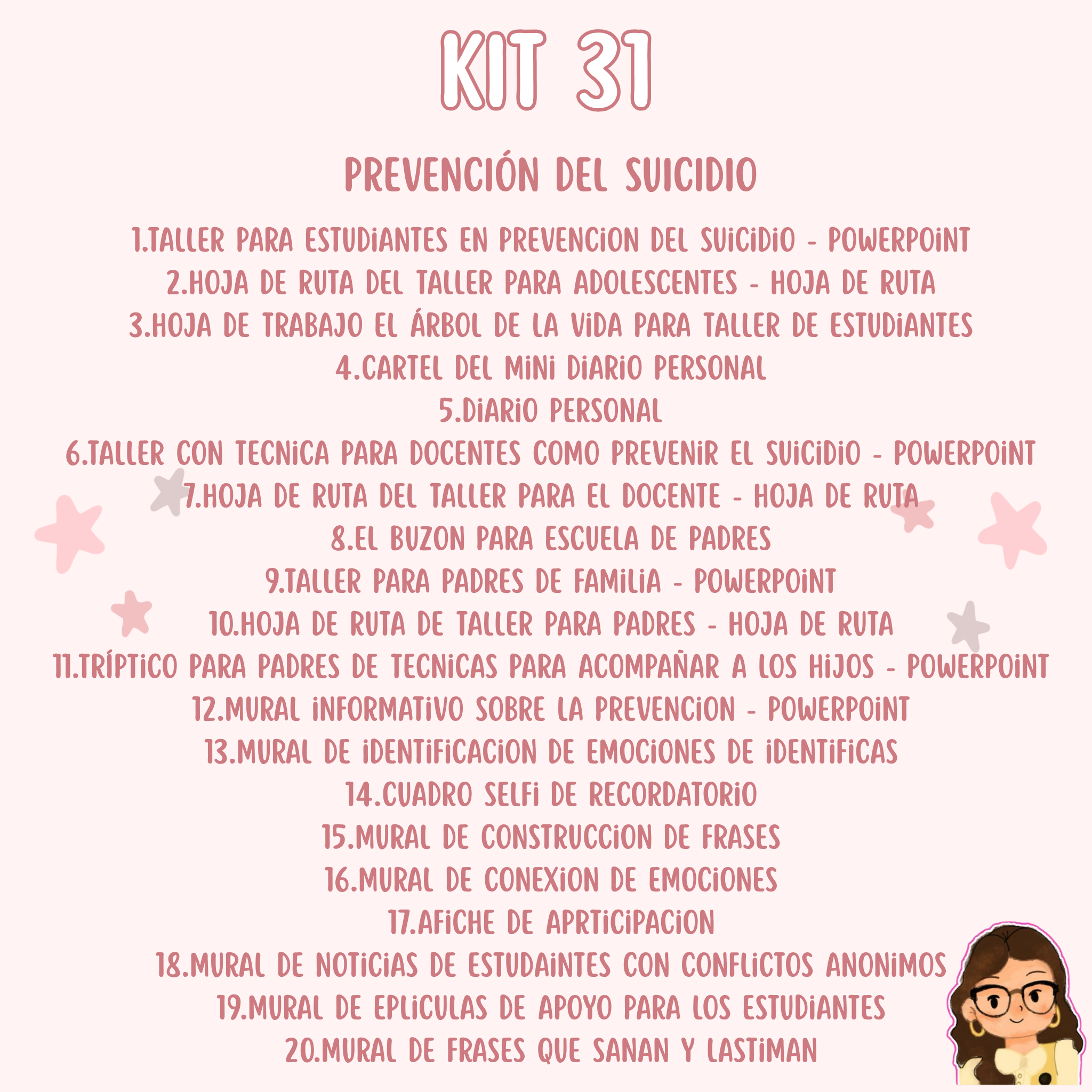 Kit 31 Prevención del Suicidio – 20 Materiales Listos para Usar