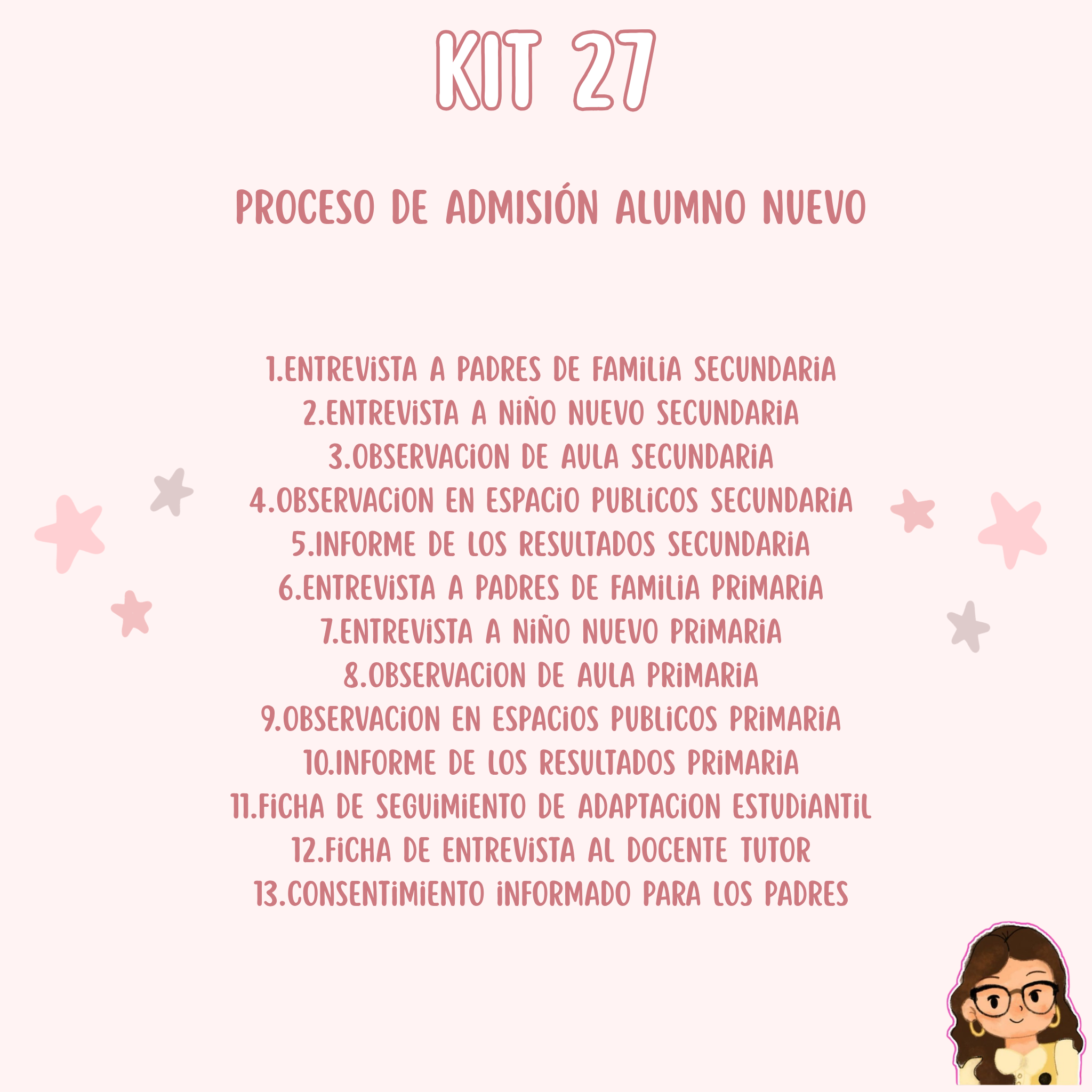 Kit 27 Admisión Alumno Nuevo - 13 Materiales Listos para Usar
