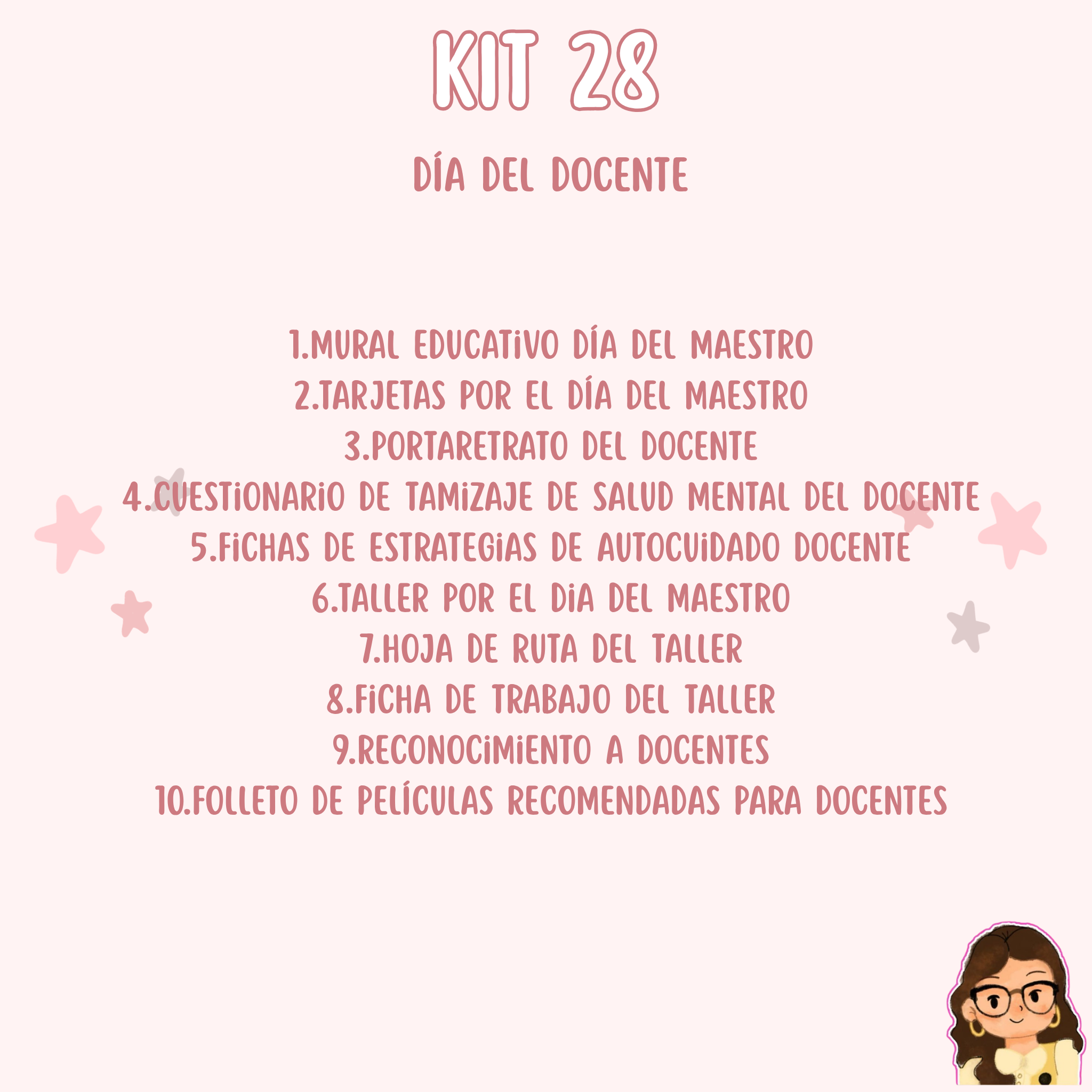 Kit 28 Día del Docente - 10 Materiales Listos para Usar