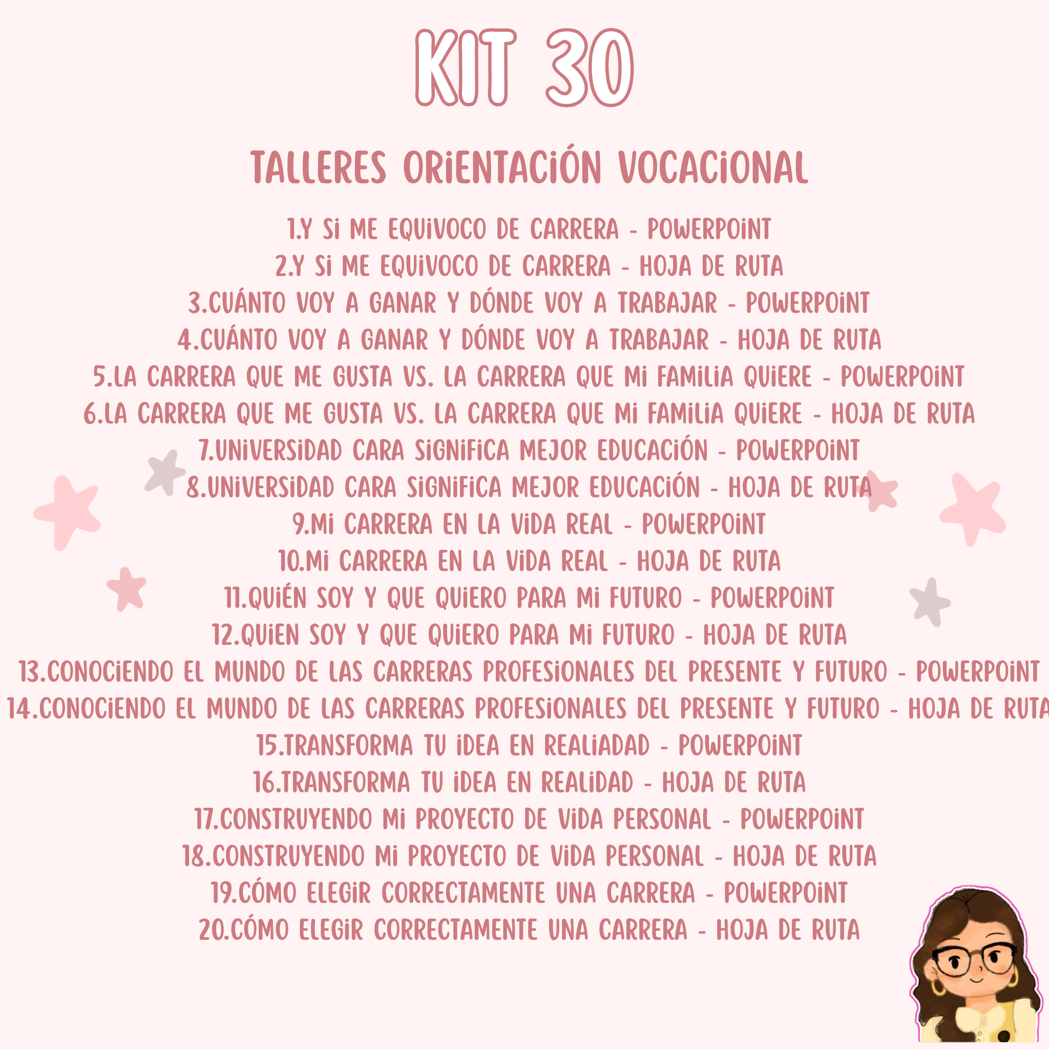 Kit 30 Talleres Orientación Vocacional - 20 Materiales Listos para Usar