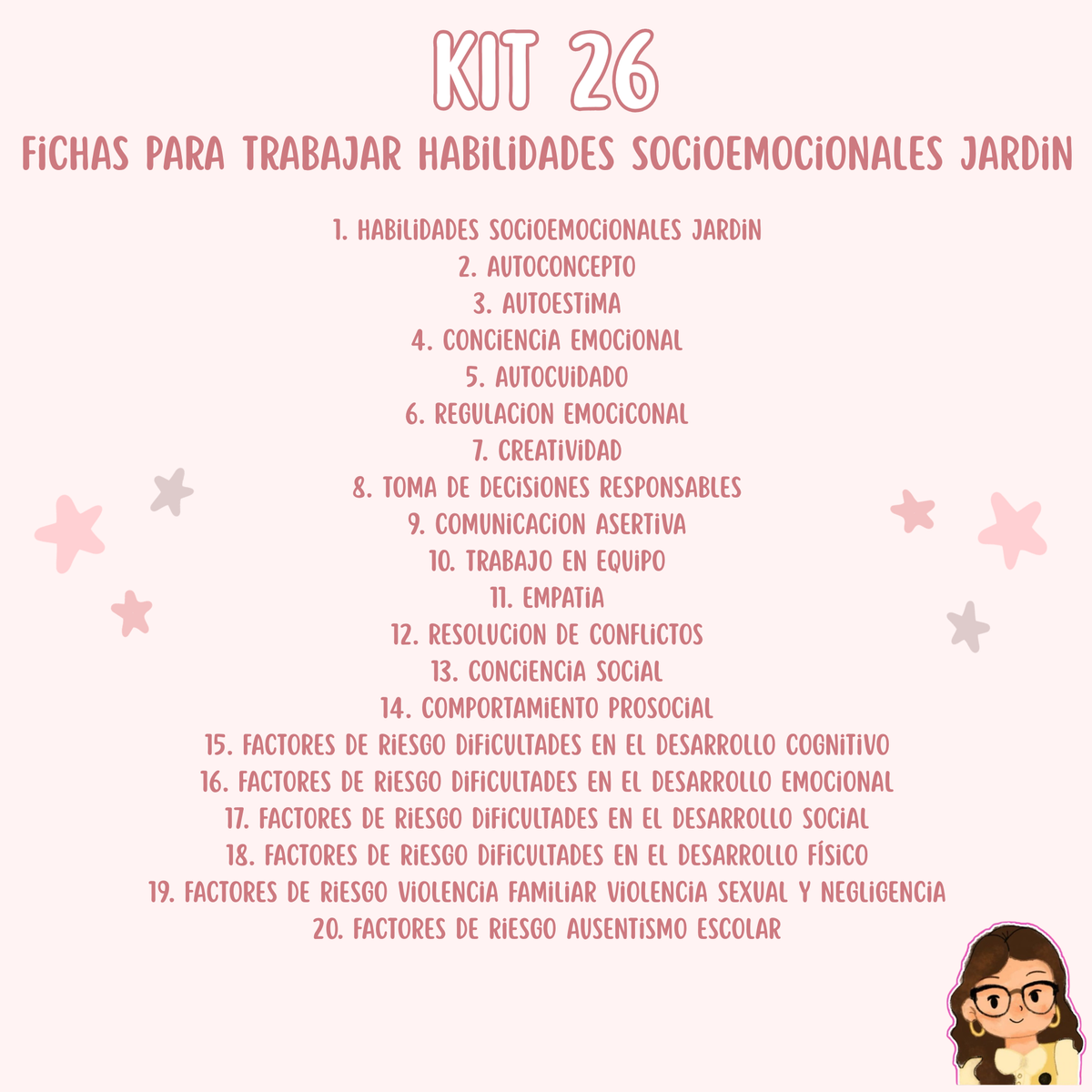 Kit 26 Fichas para Trabajar Habilidades Socioemocionales Jardín - 20 Materiales Listos para Usar